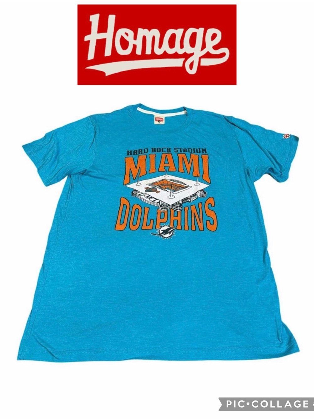 Homage Miami Dolphins Hard Rock Stadium T-Shirt Size Large